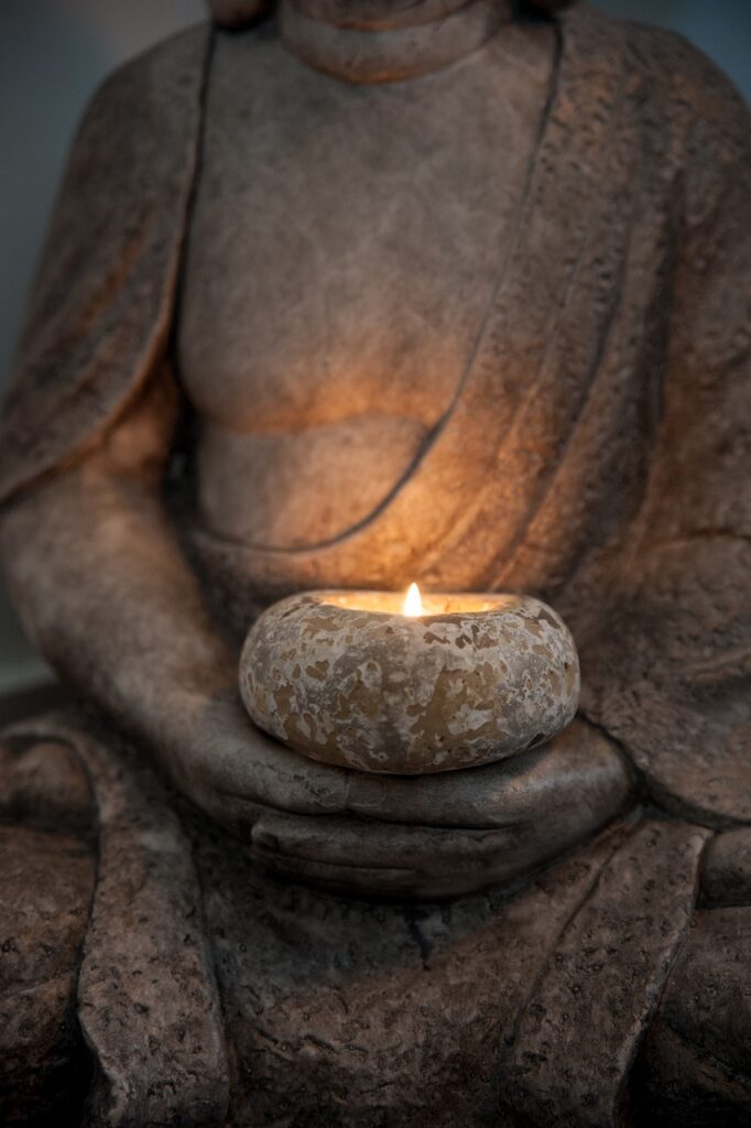 buddha, candle, light